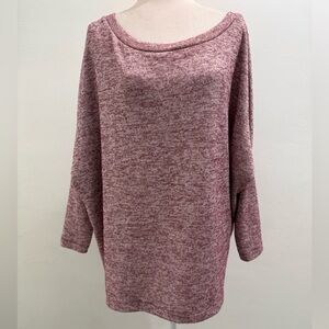 White House Black Market Rose Marled Off-Shoulder Sweater Size L EUC